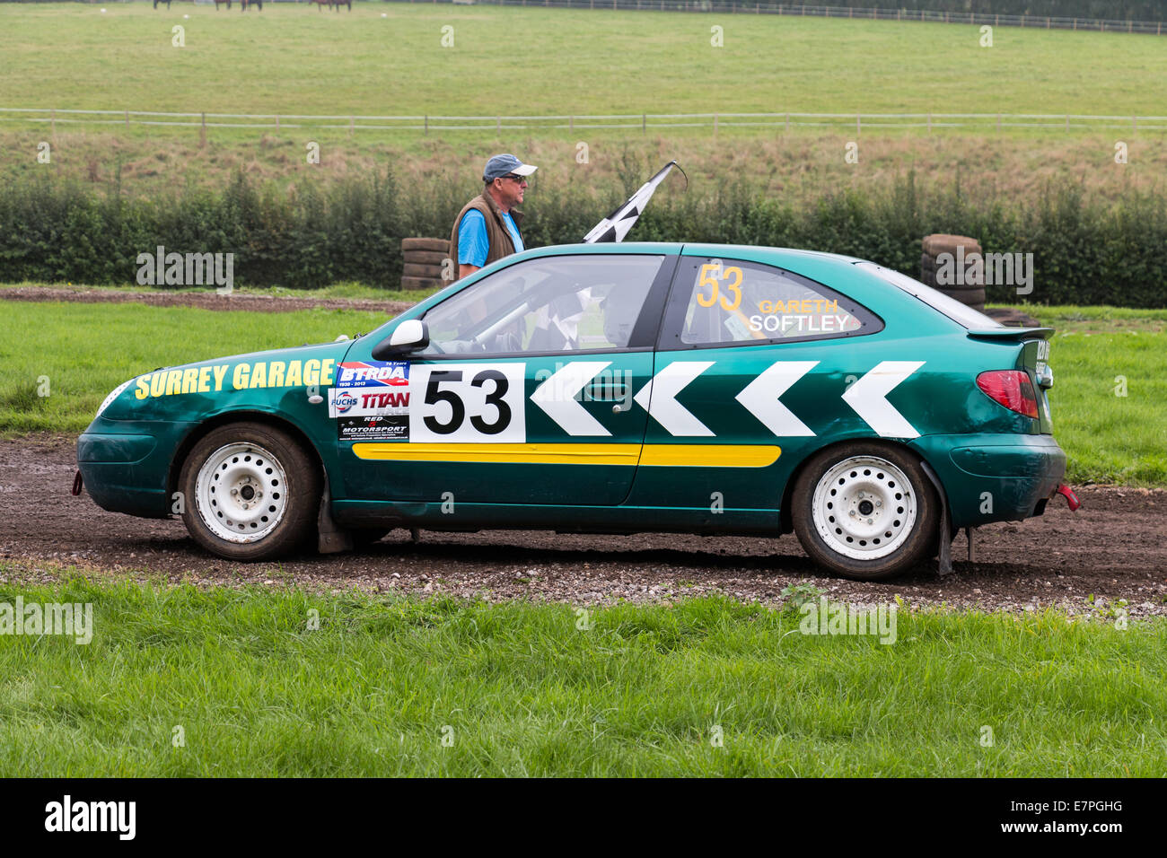 A rally car takes to the track at Rallyday at Castle Combe Stock Photo ...