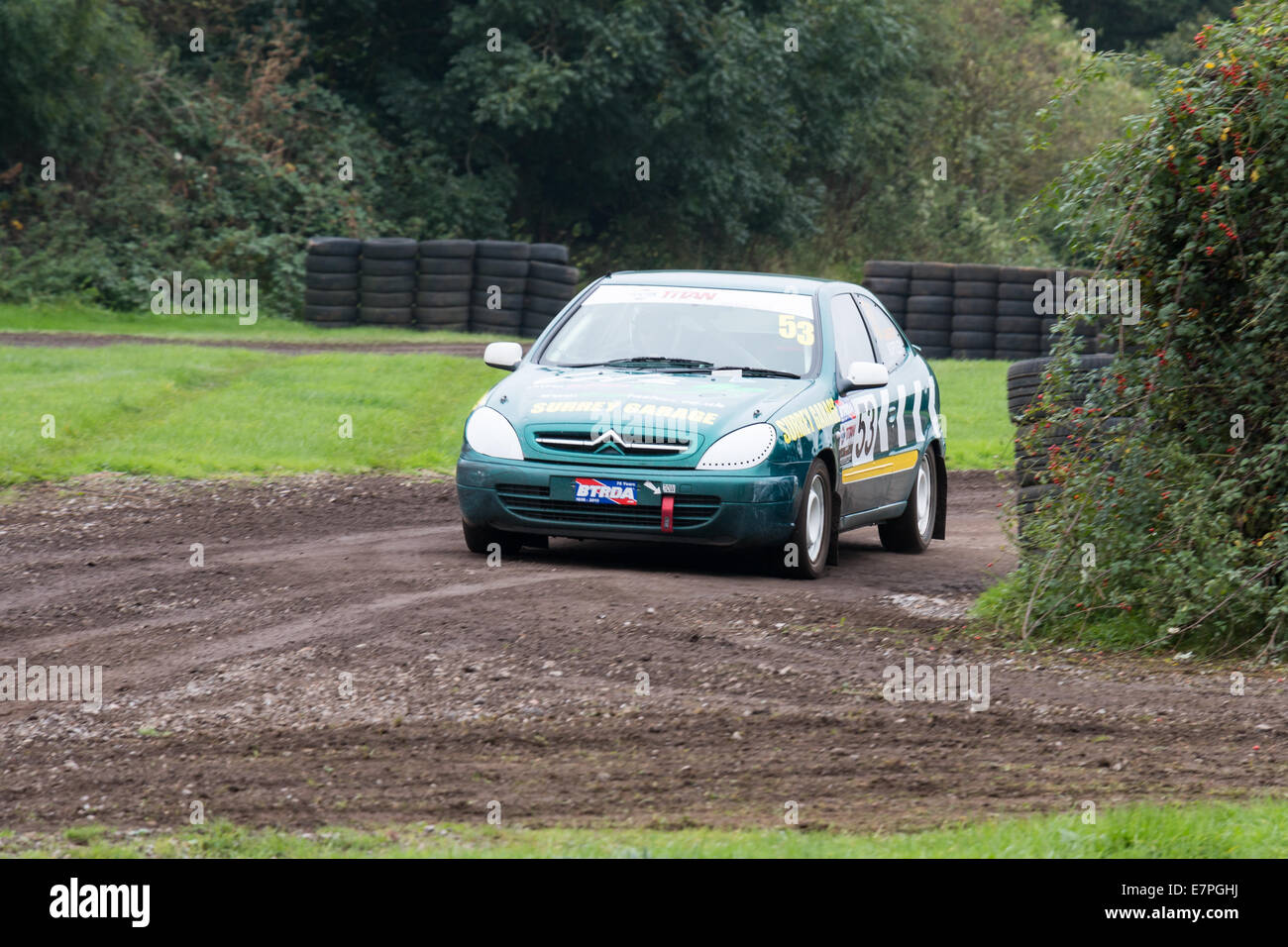 A rally car takes to the track at Rallyday at Castle Combe Stock Photo ...