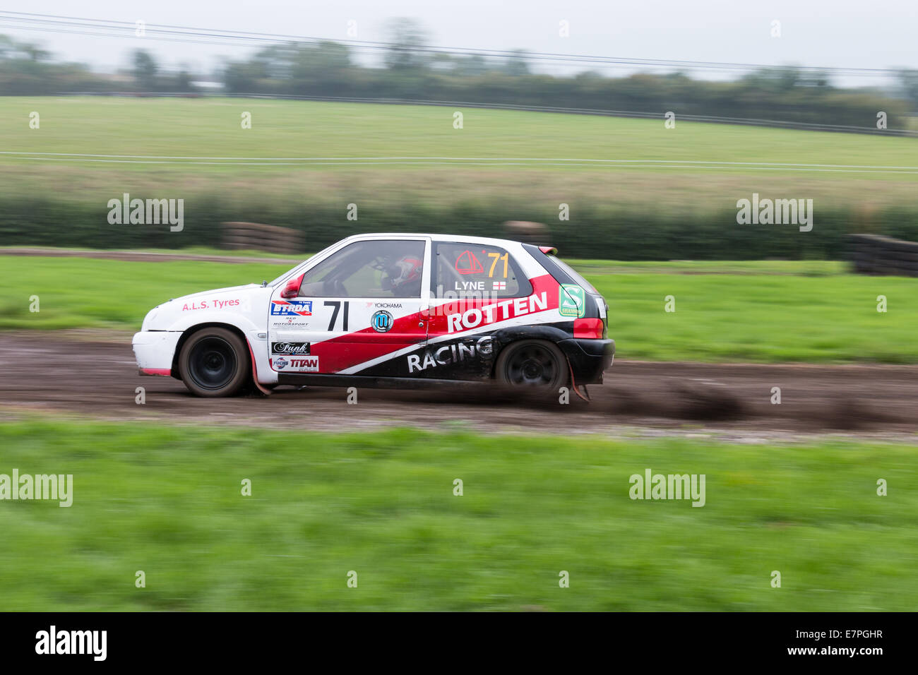 A rally car takes to the track at Rallyday at Castle Combe Stock Photo ...