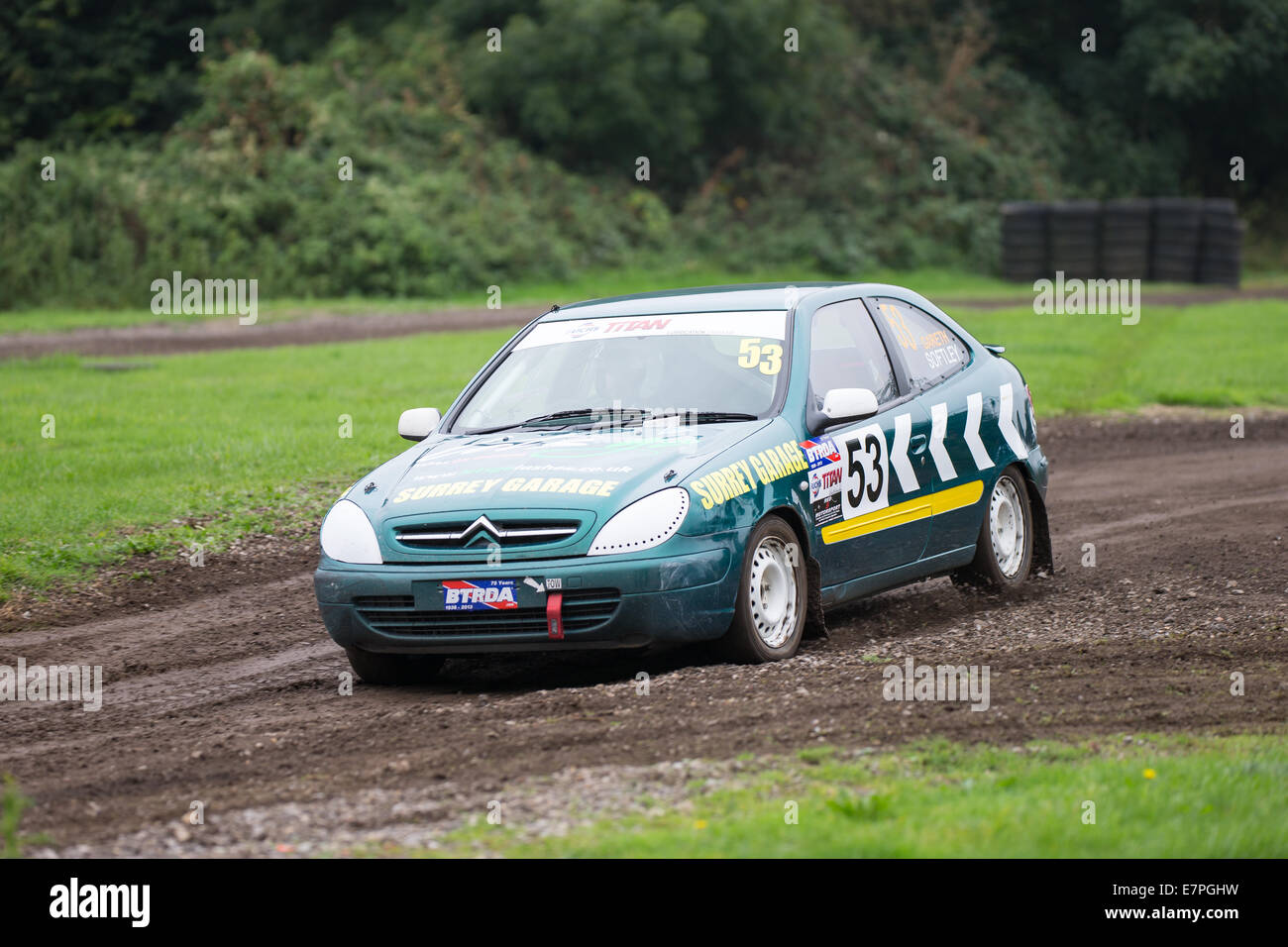 A rally car takes to the track at Rallyday at Castle Combe Stock Photo ...