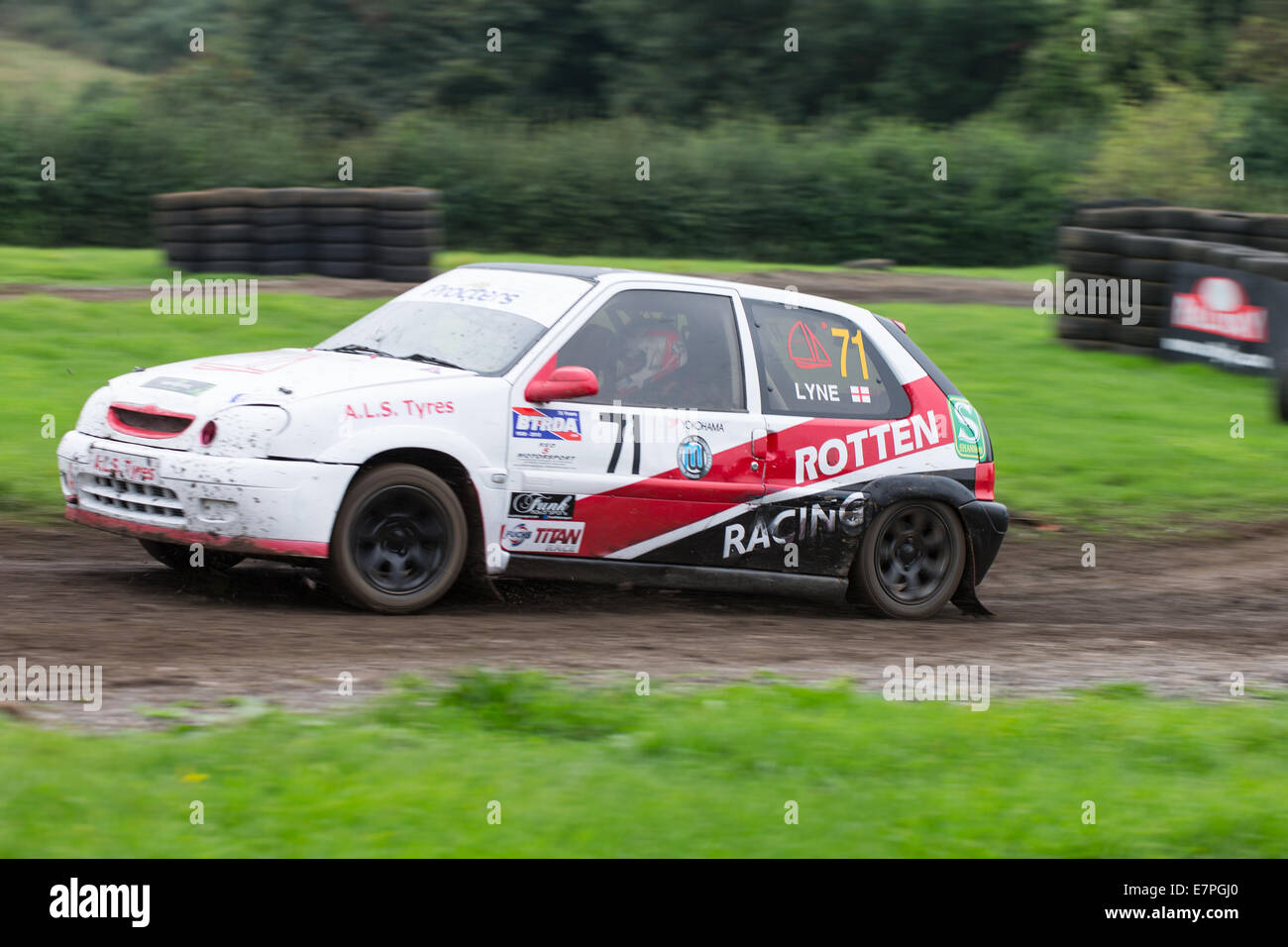 A rally car takes to the track at Rallyday at Castle Combe Stock Photo ...