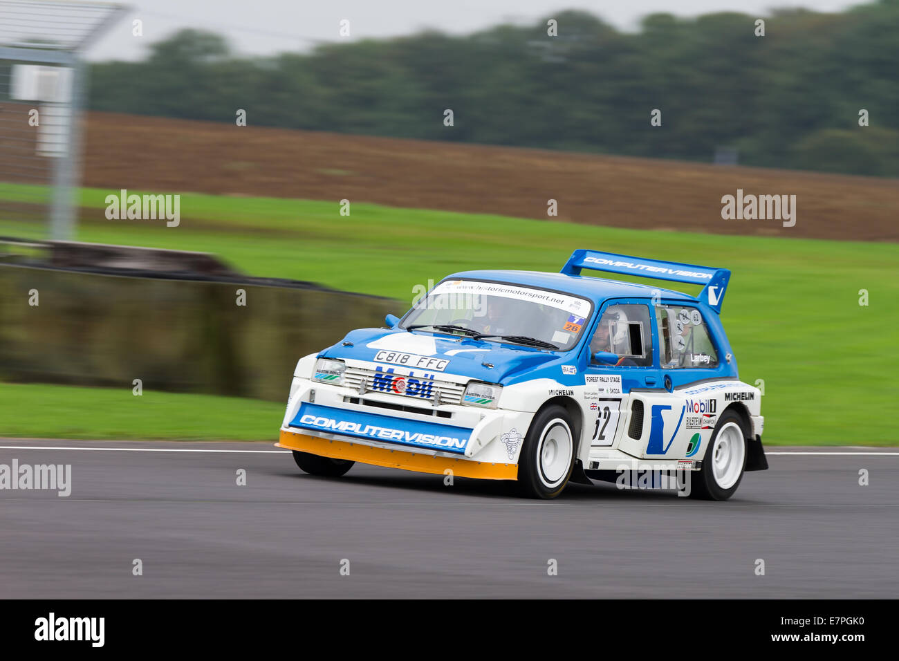 A rally car takes to the track at Rallyday at Castle Combe Stock Photo ...