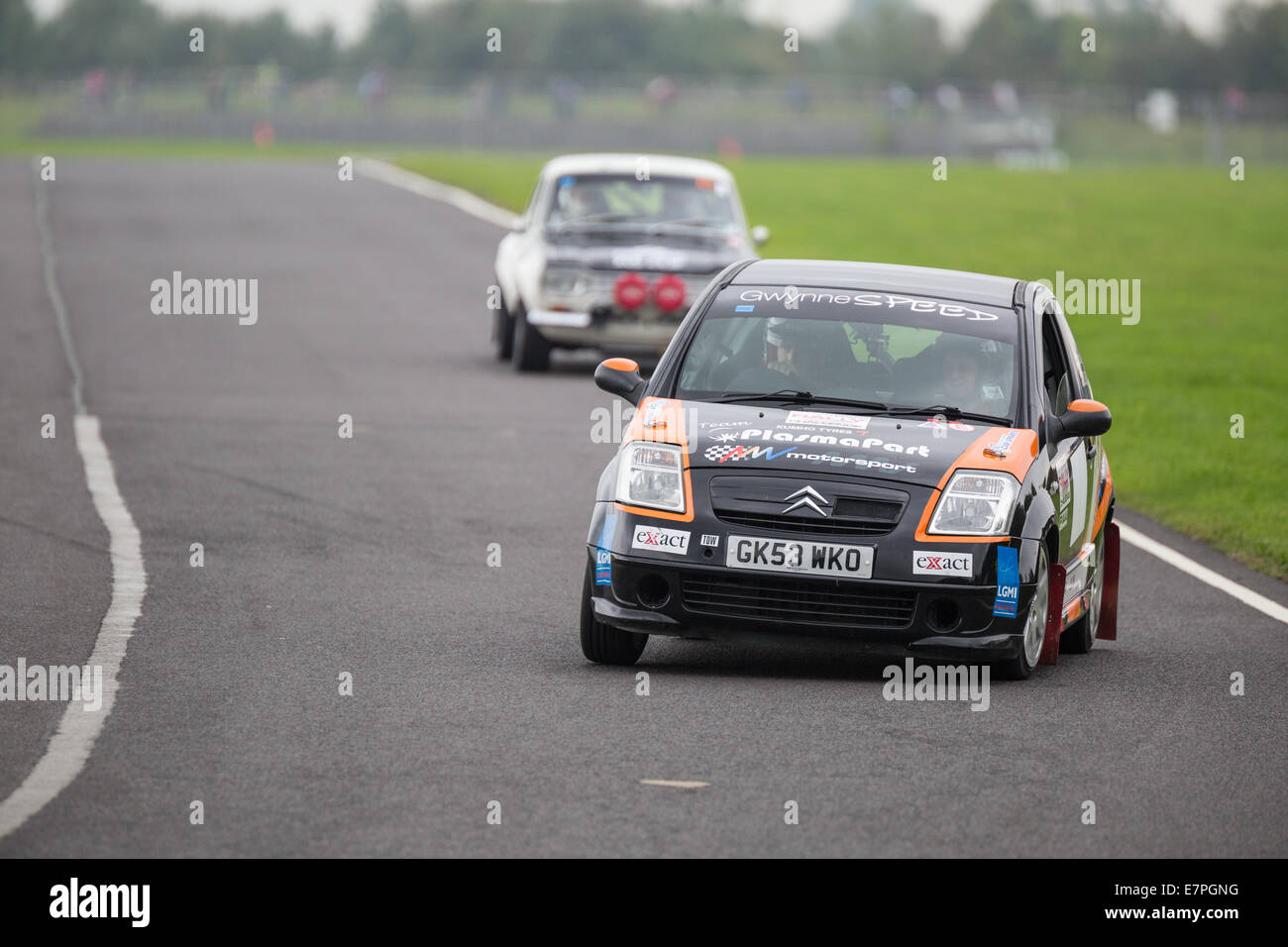 A rally car takes to the track at Rallyday at Castle Combe Stock Photo ...
