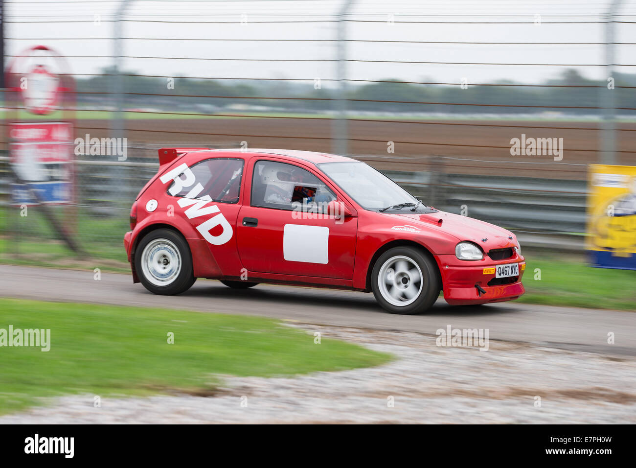 A rally car takes to the track at Rallyday at Castle Combe Stock Photo ...