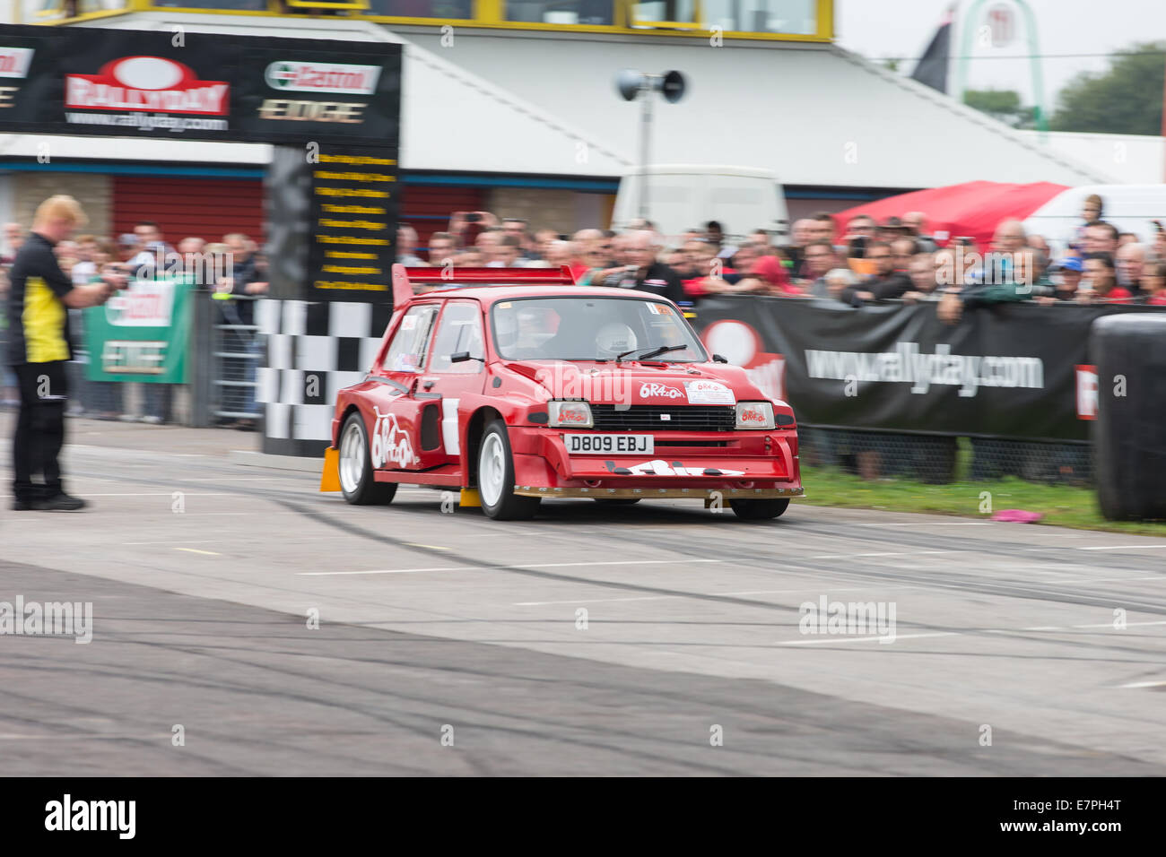 A rally car takes to the track at Rallyday at Castle Combe Stock Photo ...