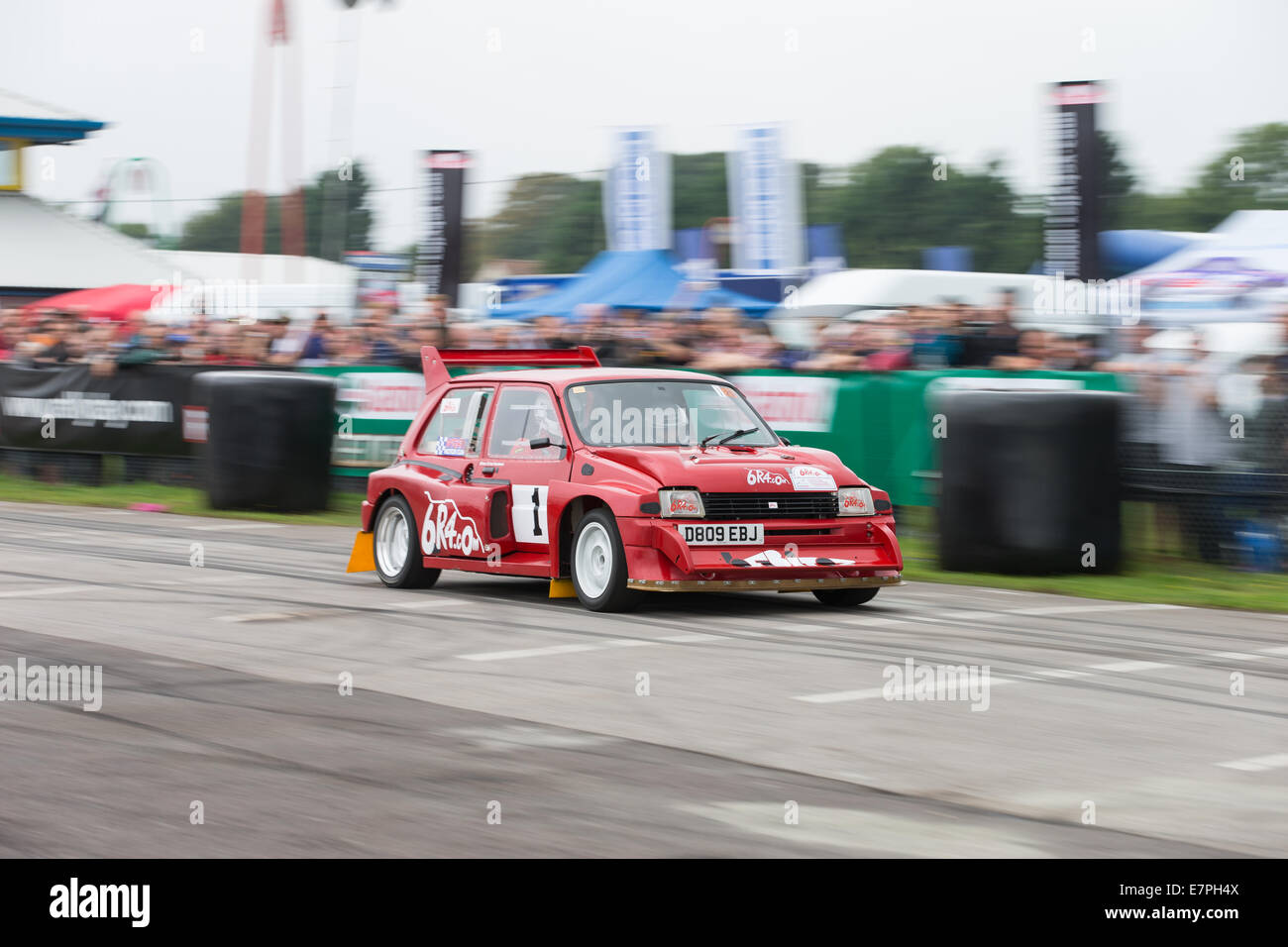 A rally car takes to the track at Rallyday at Castle Combe Stock Photo ...