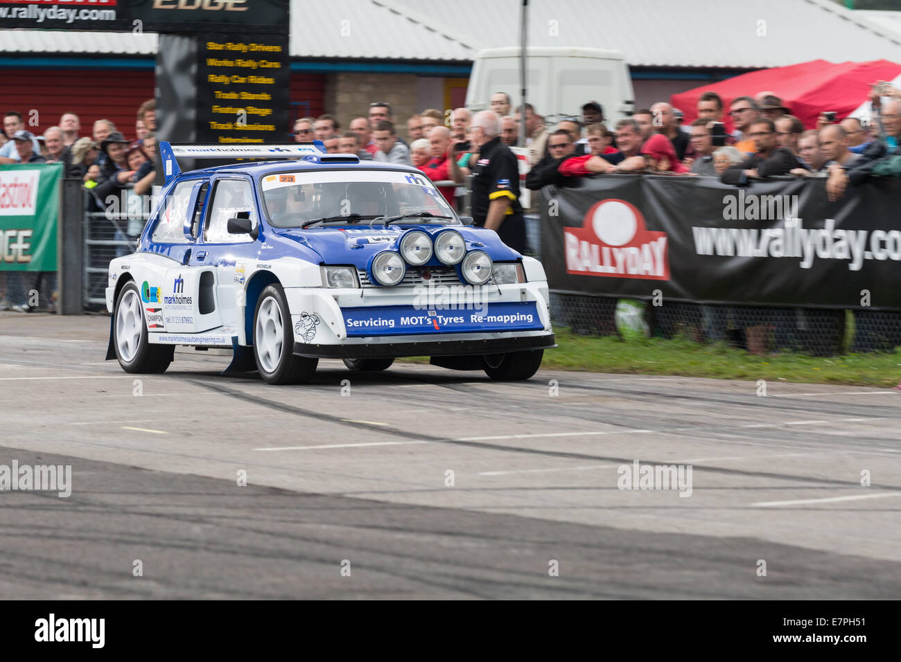 A rally car takes to the track at Rallyday at Castle Combe Stock Photo ...