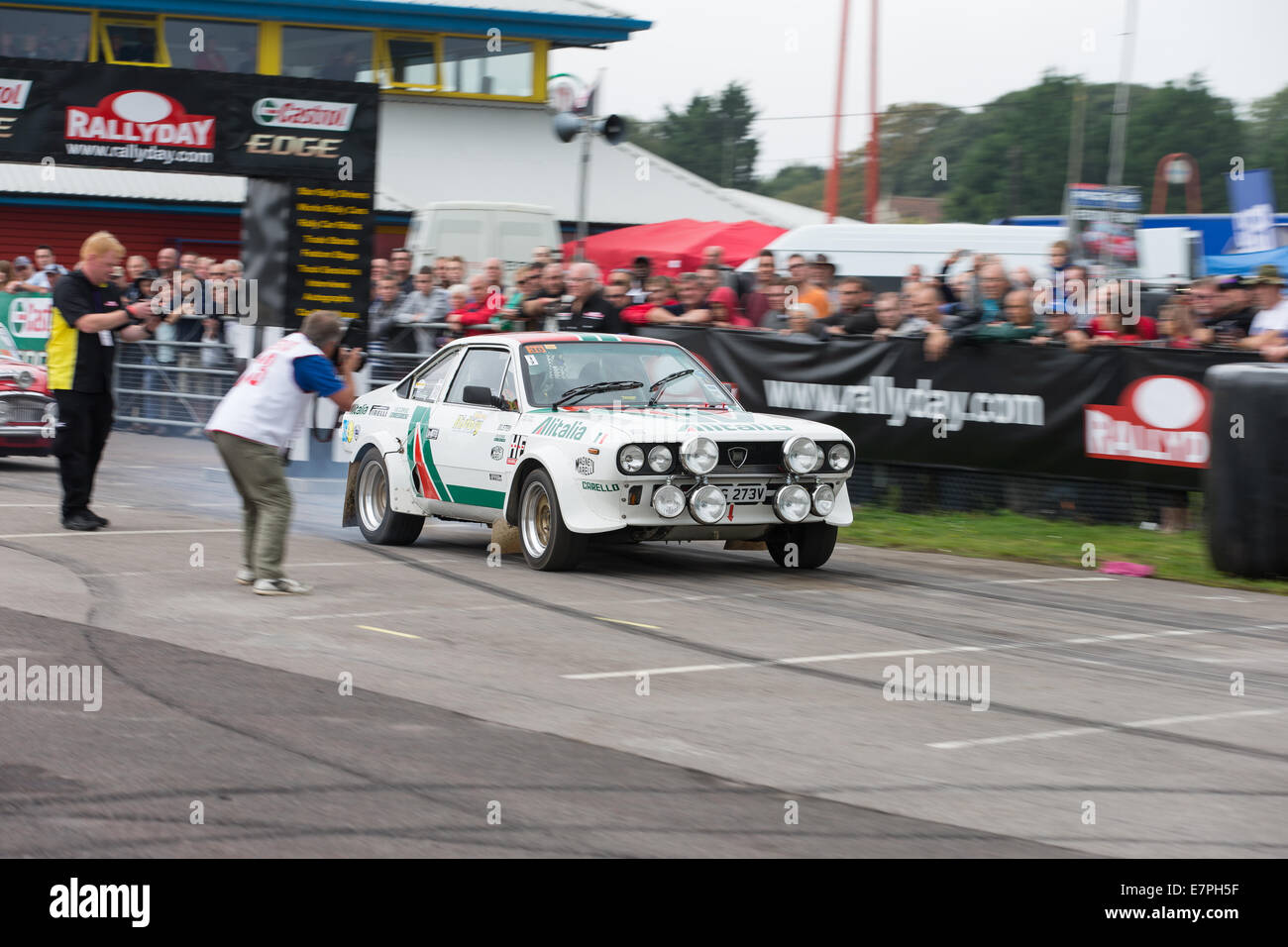 A rally car takes to the track at Rallyday at Castle Combe Stock Photo ...