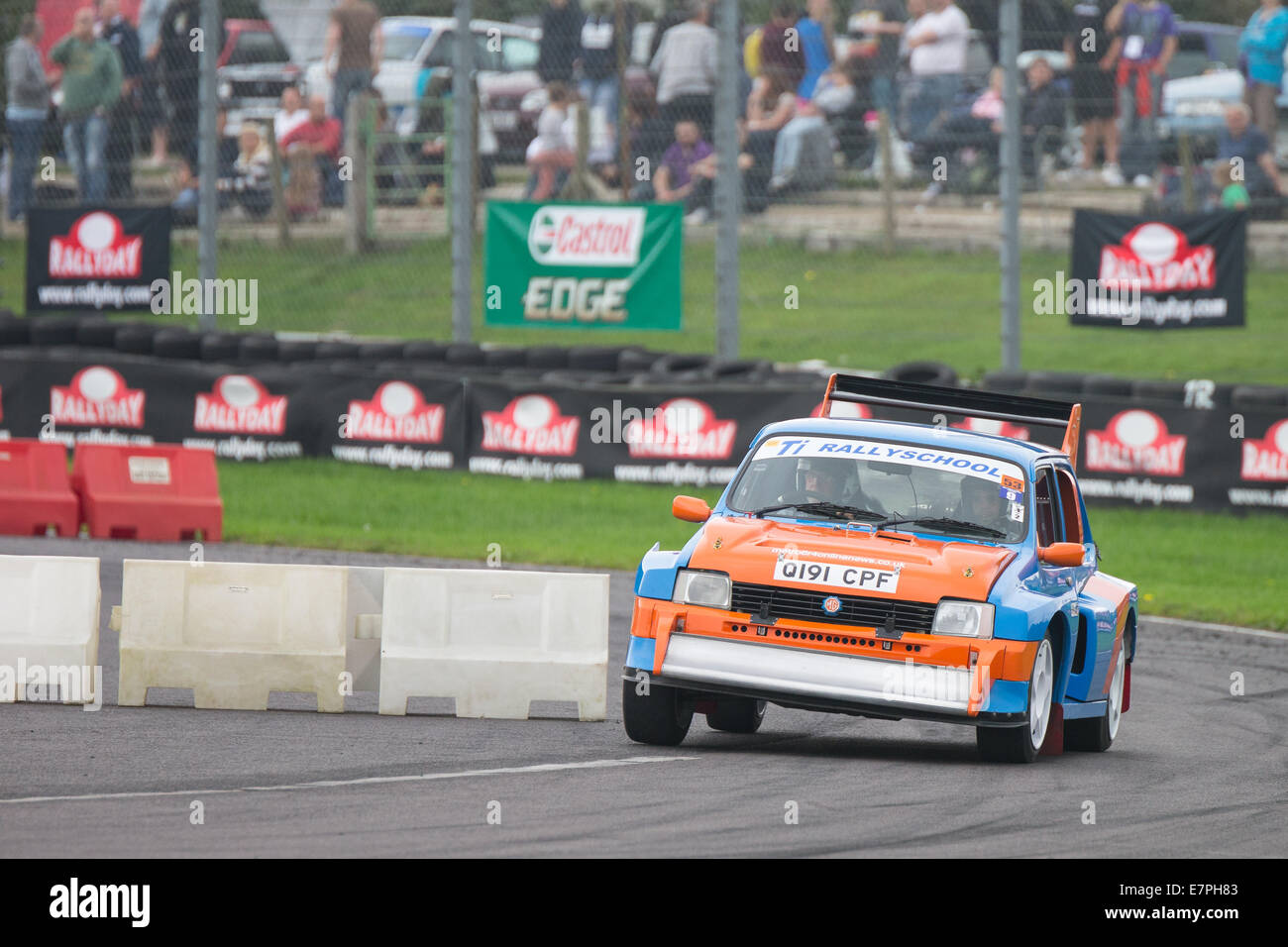 A rally car takes to the track at Rallyday at Castle Combe Stock Photo ...