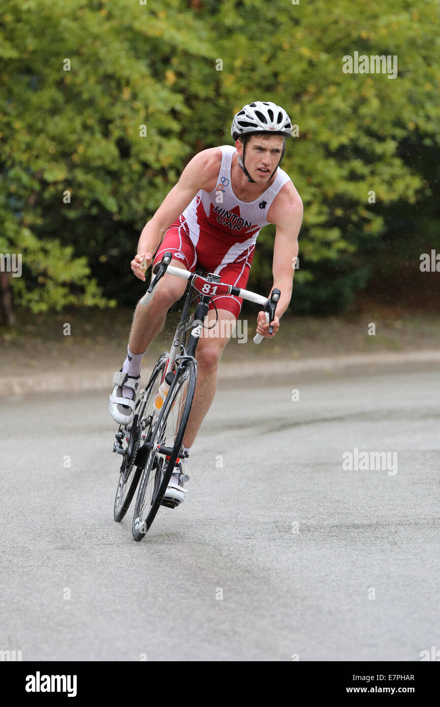 young male athletic biking cycling Stock Photo