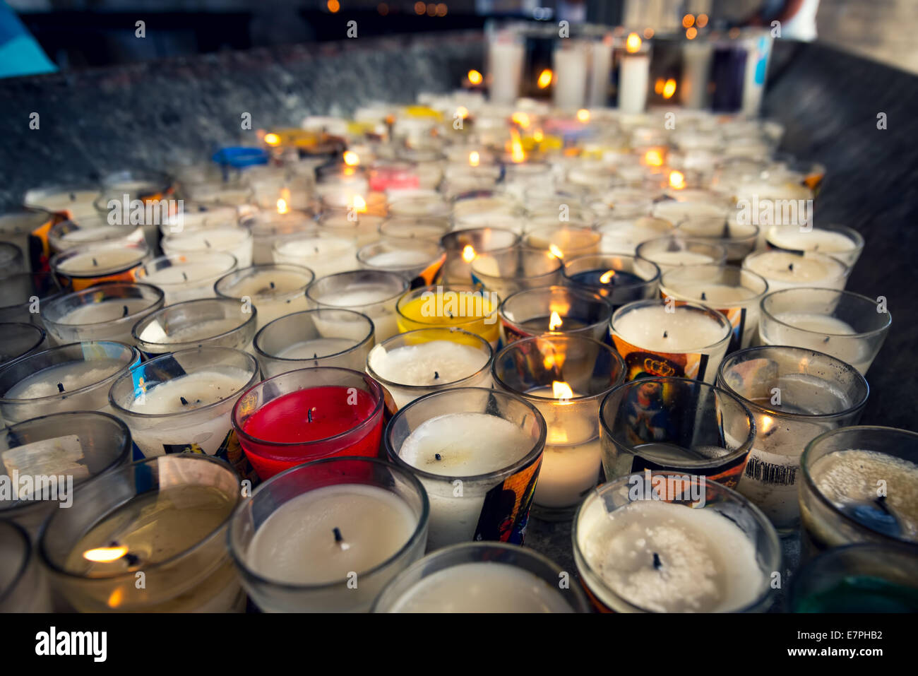 Burning religious candles in front of Higuey cathedral, in Dominican