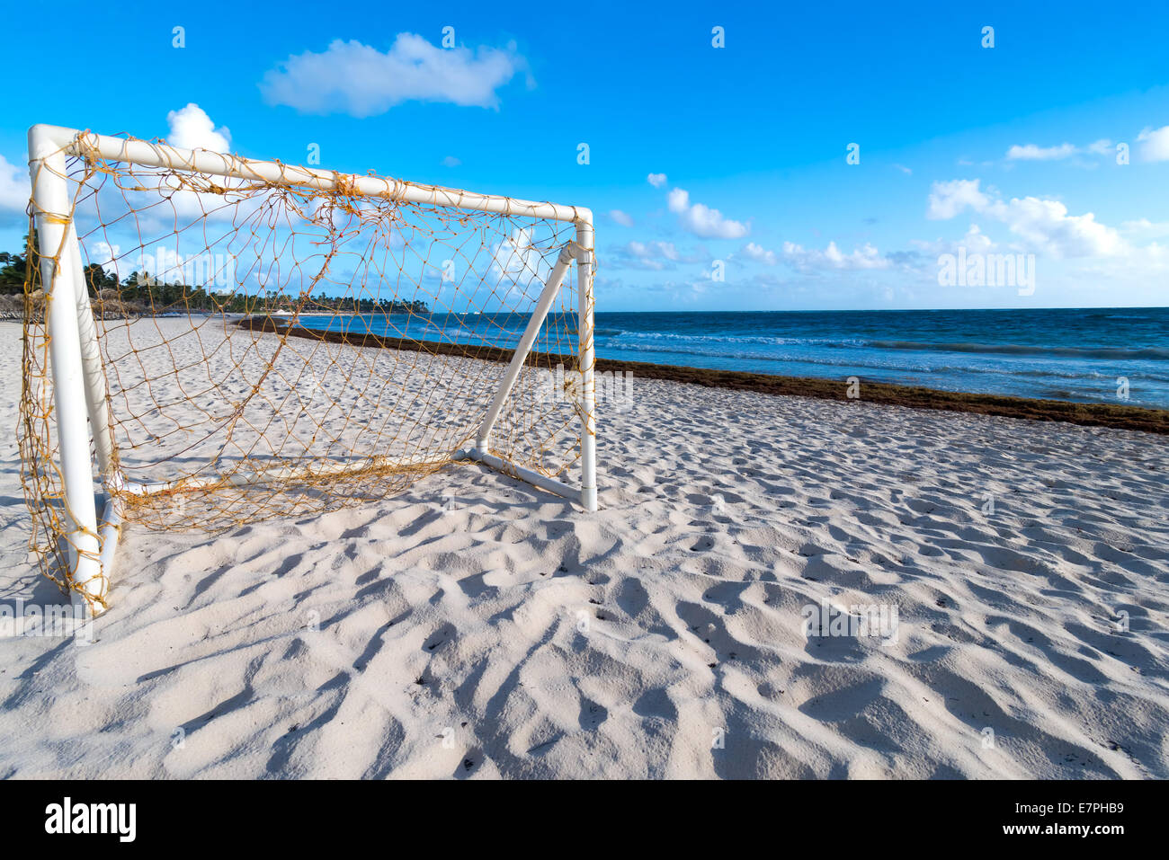 Soccer goal on caribbean beach hires stock photography and images Alamy