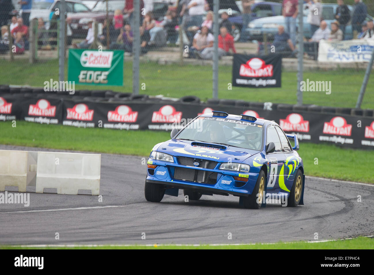 A rally car takes to the track at Rallyday at Castle Combe Stock Photo ...