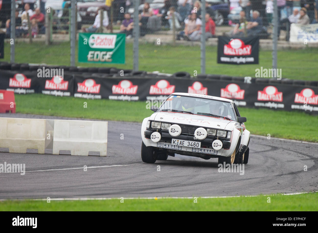 A rally car takes to the track at Rallyday at Castle Combe Stock Photo ...