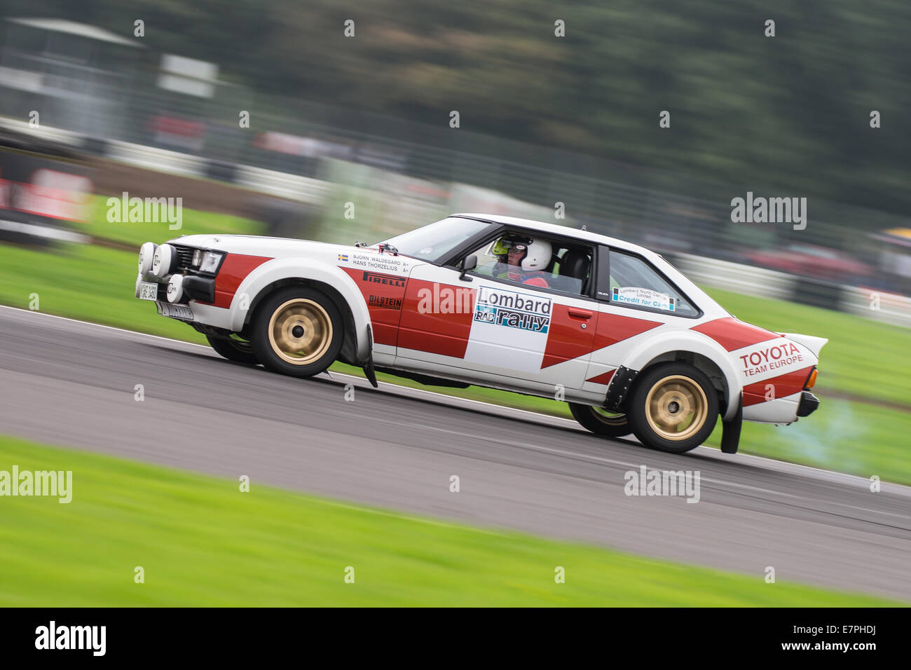 A rally car takes to the track at Rallyday at Castle Combe Stock Photo ...