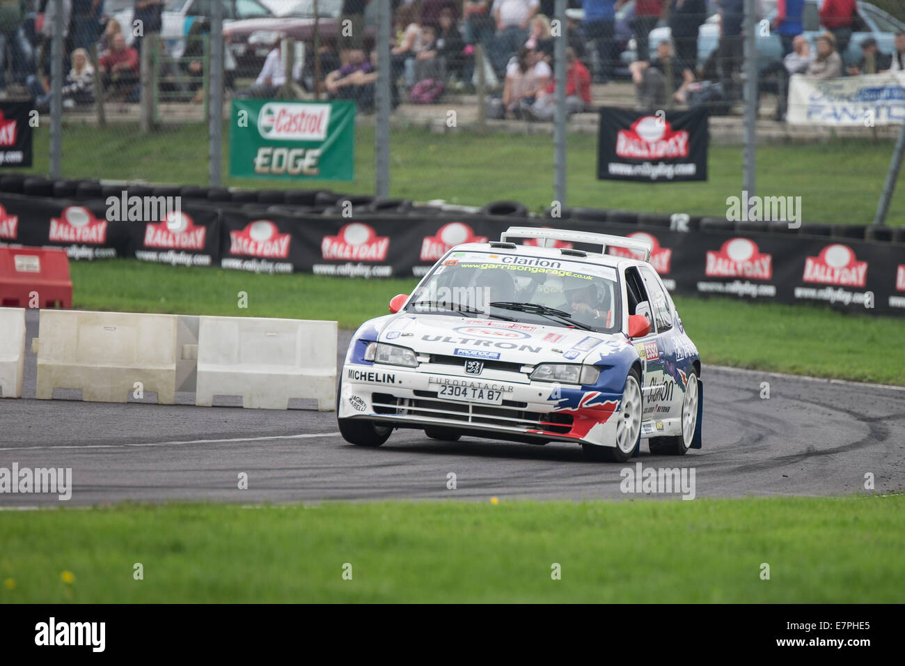 A rally car takes to the track at Rallyday at Castle Combe Stock Photo ...