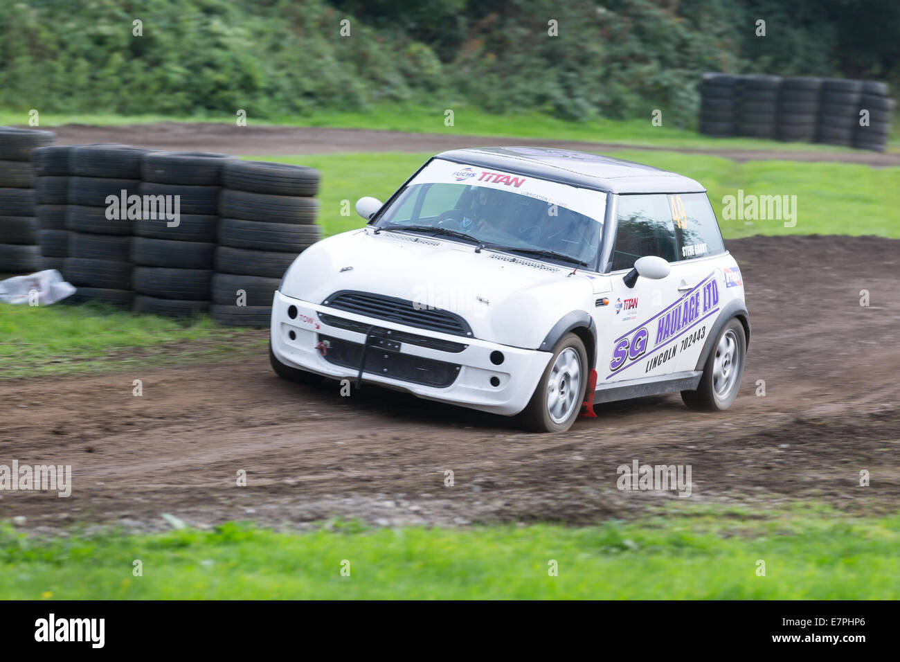 A rally car takes to the track at Rallyday at Castle Combe Stock Photo ...