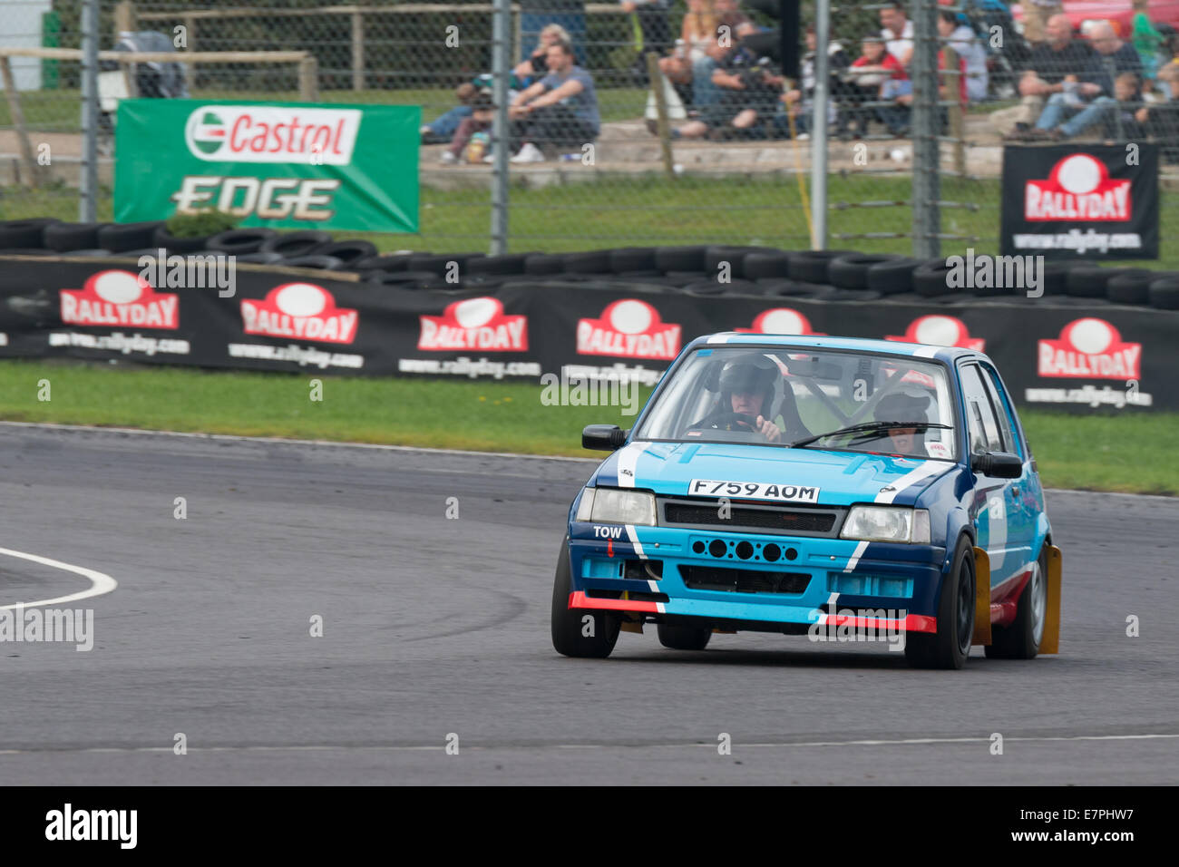 A rally car takes to the track at Rallyday at Castle Combe Stock Photo ...