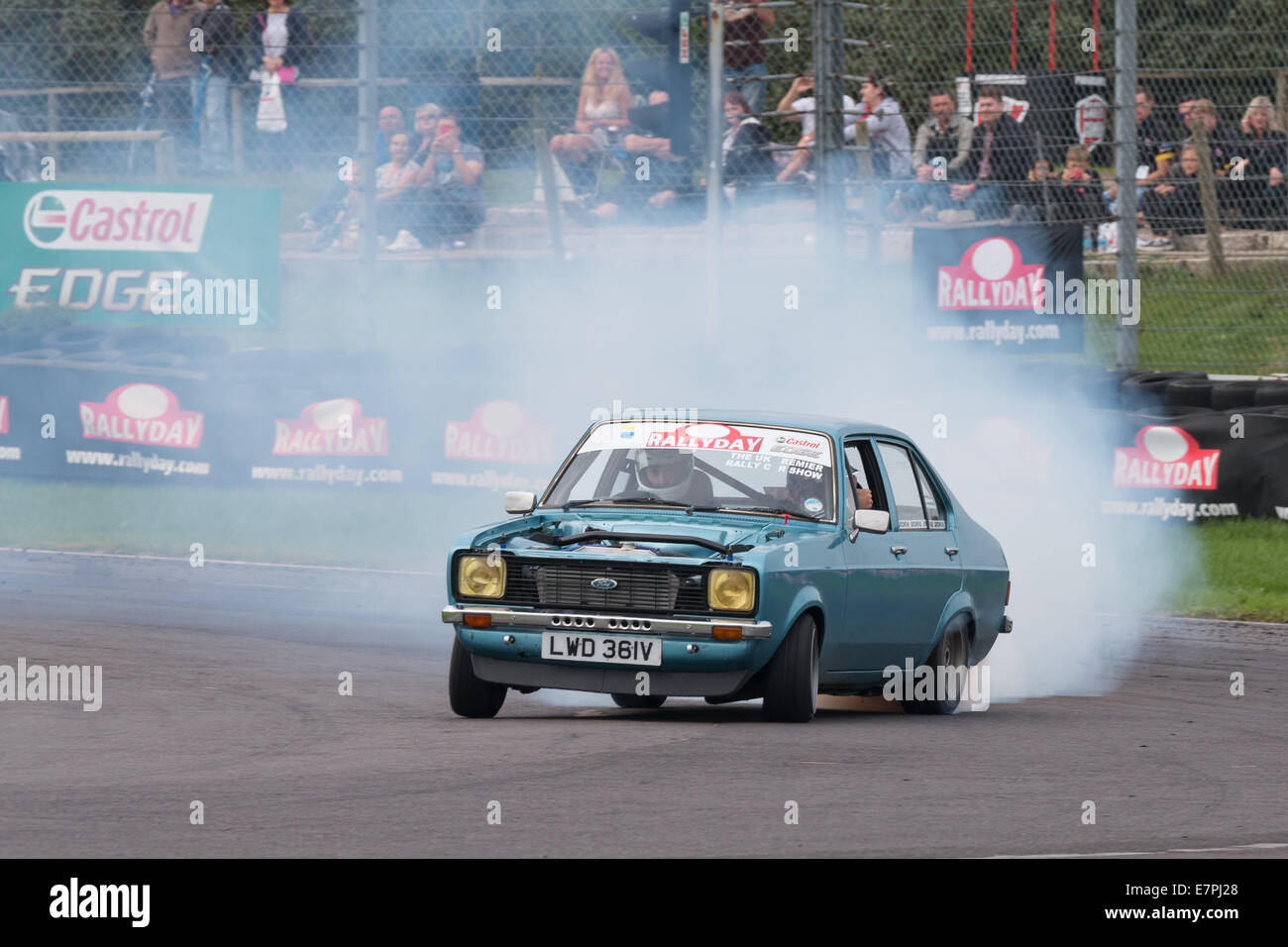 A rally car takes to the track at Rallyday at Castle Combe Stock Photo ...