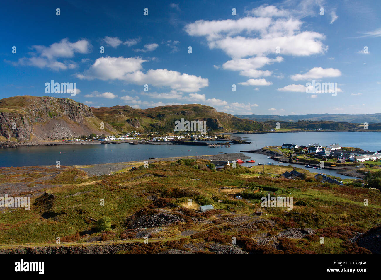 Ellenabeich and Seil from High Hill, Easdale, Argyll & Bute Stock Photo