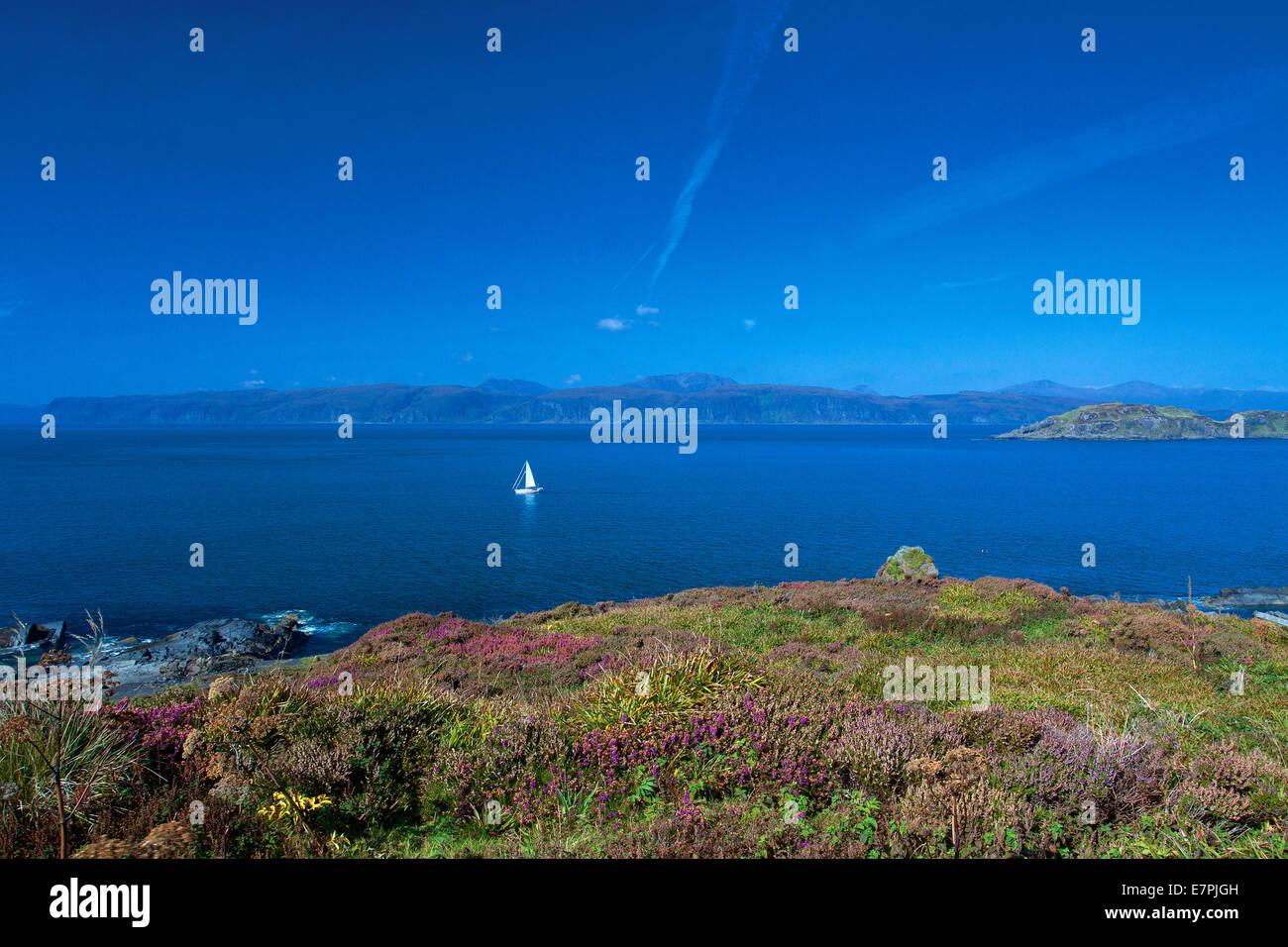Mull and the Sound of Mull from High Hill, Easdale, Argyll & Bute Stock Photo