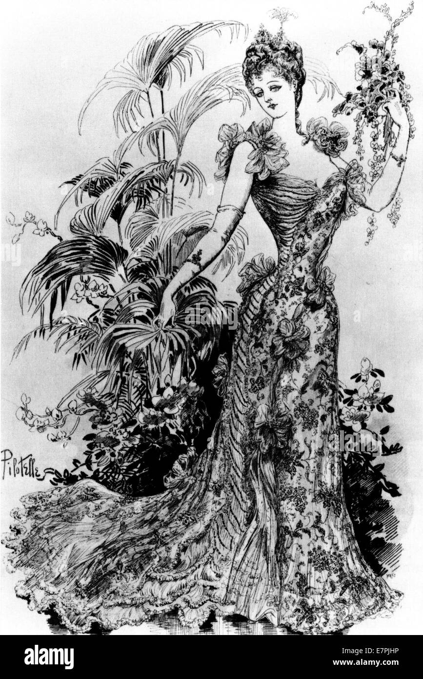 EVENING GOWN from The Queen magazine in 1900 Stock Photo