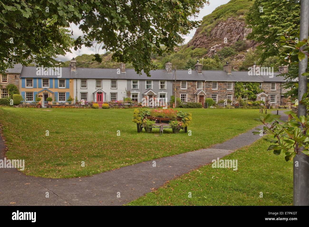 Beddgelert ,the village green,ancient cottages,Snowdonia north Wales