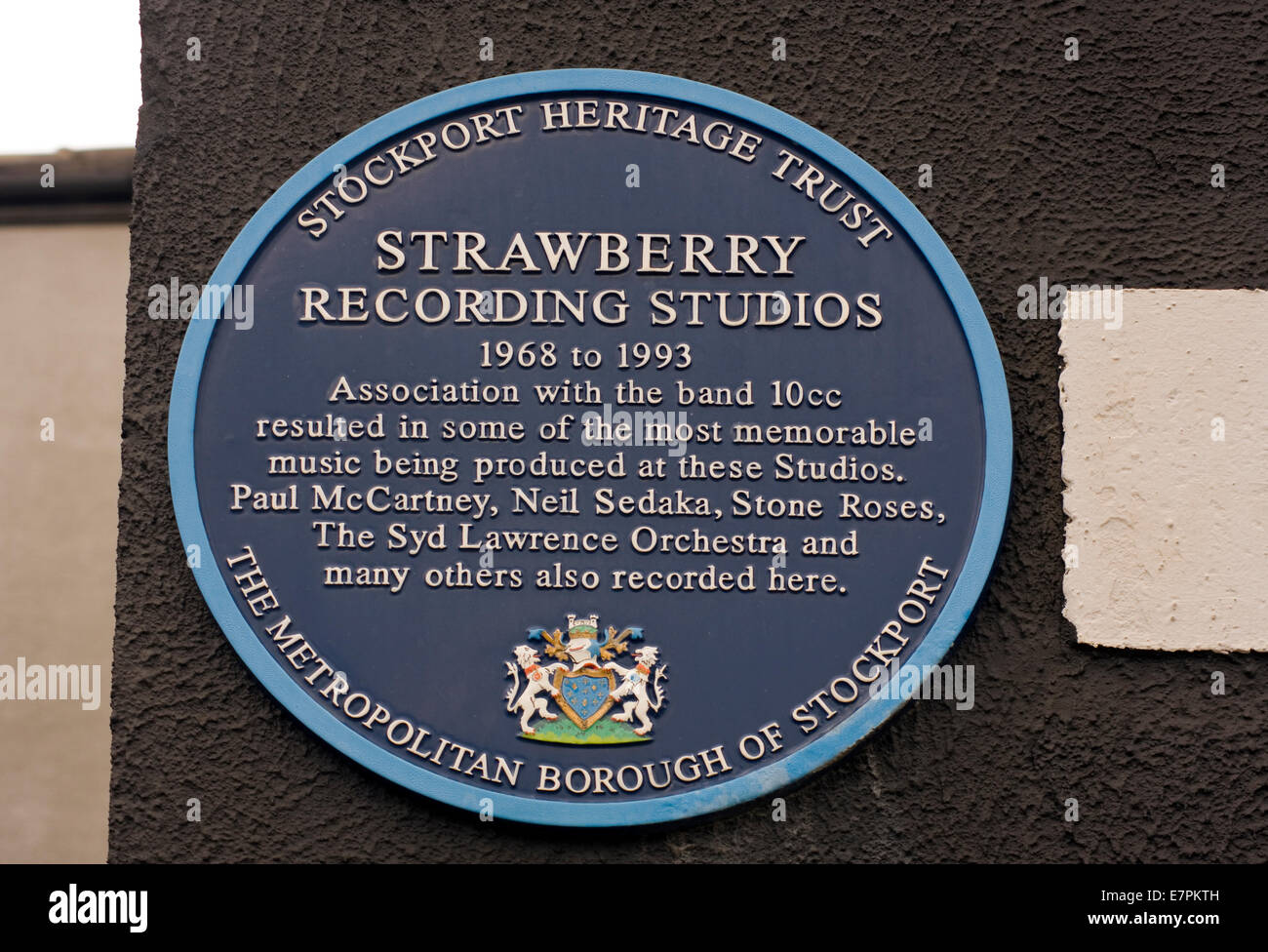 Blue Plaque at Strawberry Recording Studios Stockport Stock Photo
