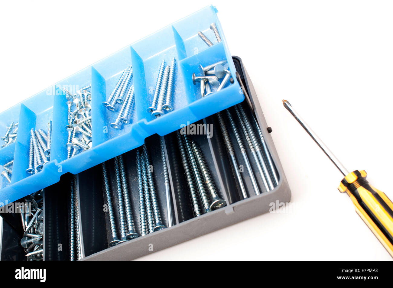 Screw box and the screwdriver together Stock Photo Alamy