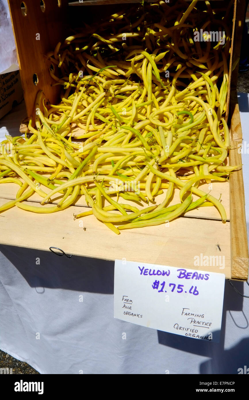 Yellow beans for sale at farmer's market Stock Photo Alamy