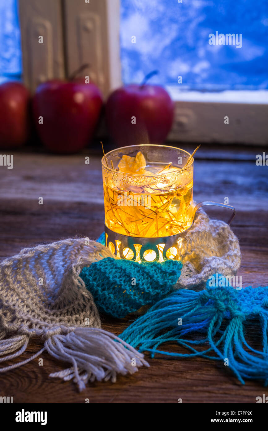 Hot tea in cold evening Stock Photo - Alamy