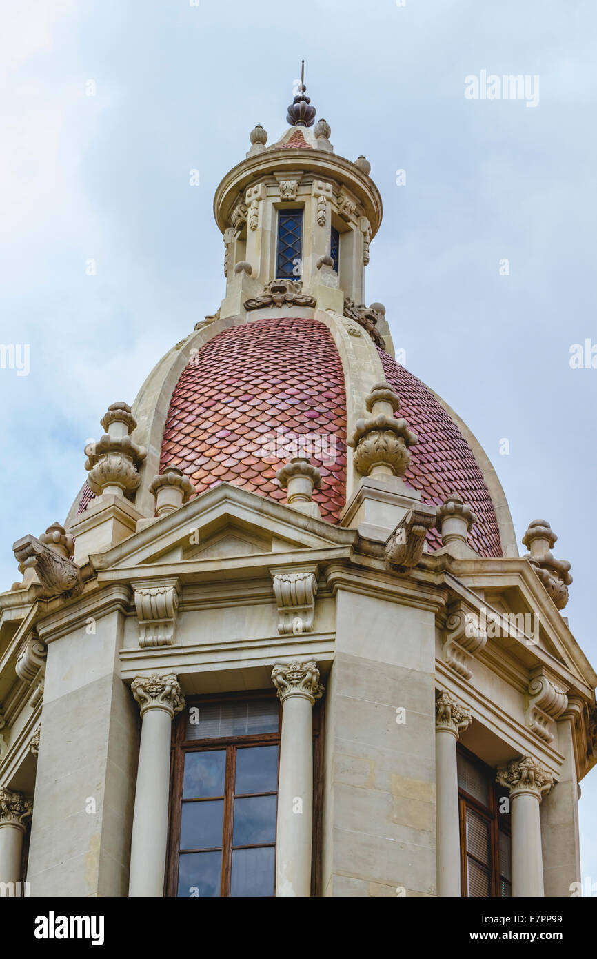 tower with cupola, architecture tipical Spanish city of Valencia Stock