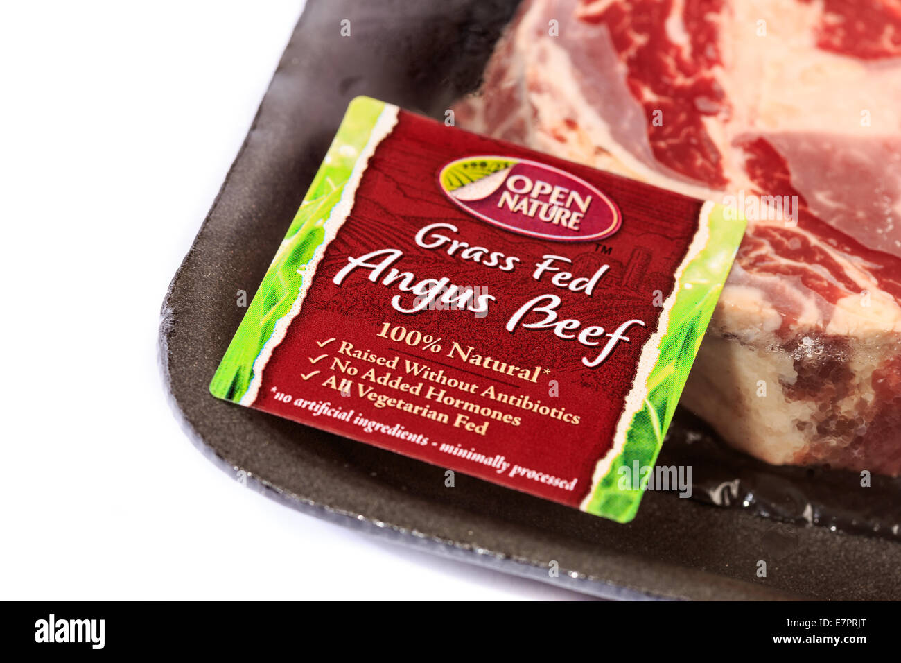 Open Nature Grass Fed Angus Beef Ribeye Steak Stock Photo