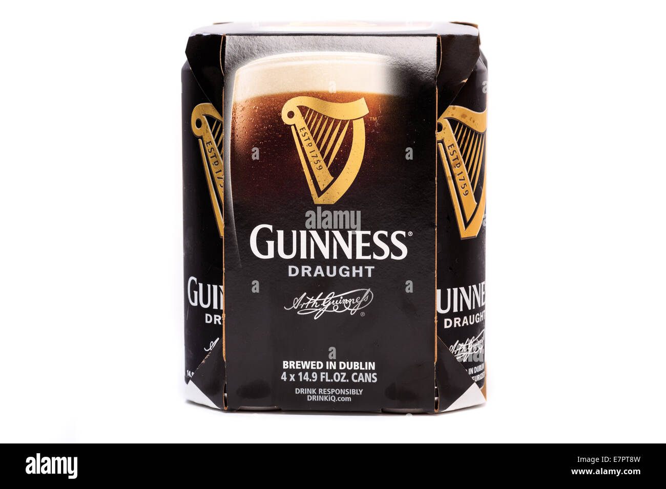 Chilled Guinness Draught beer with condensation on the cans Stock Photo