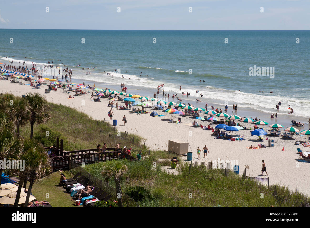 Vacationers at the shore near Myrtle Beach, South Carolina. Stock Photo