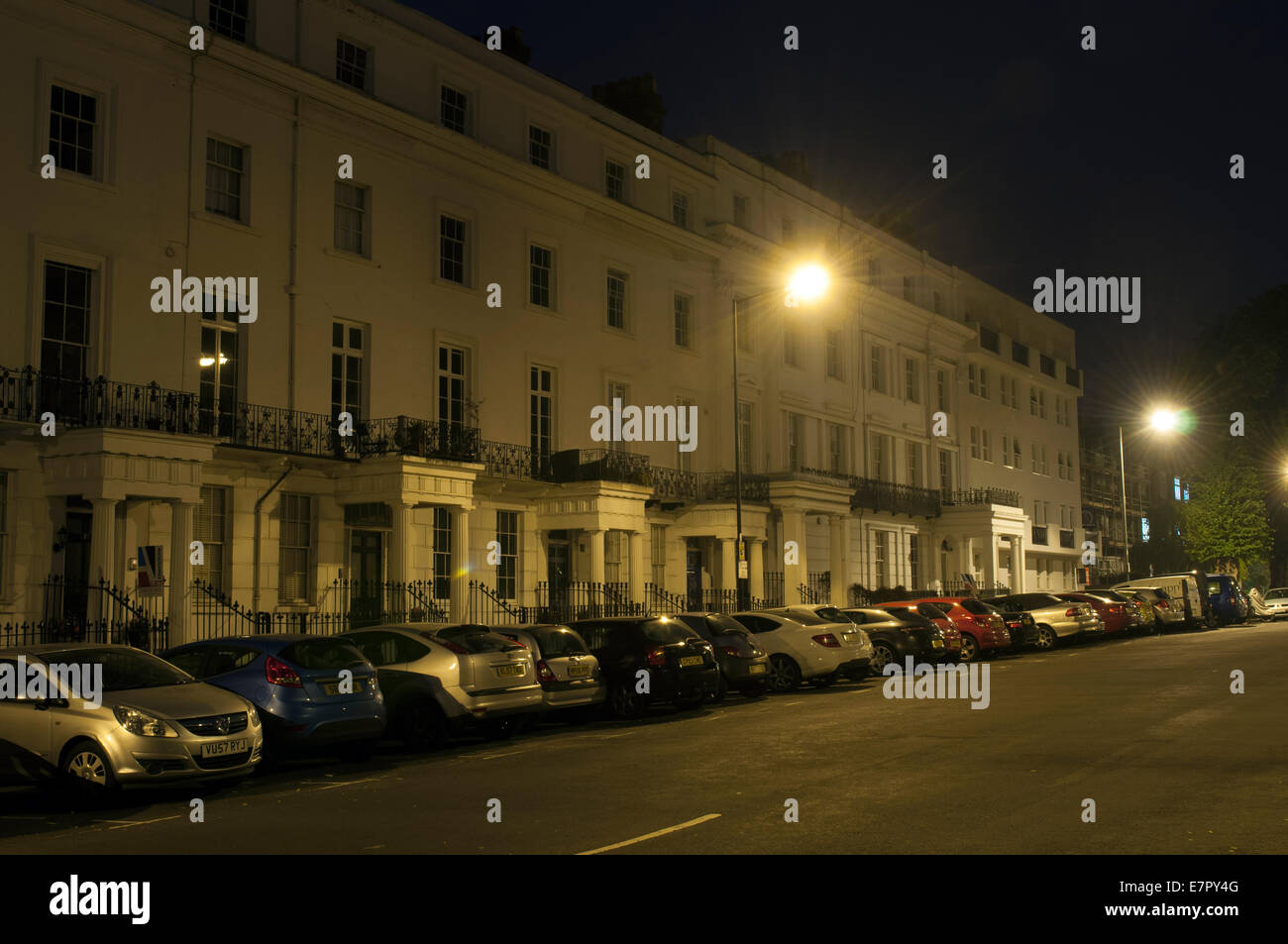 Clarendon Square at night, Leamington Spa, Warwickshire, England, UK