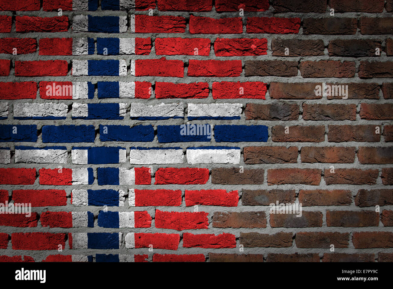 Dark brick wall texture - flag painted on wall - Norway Stock Photo - Alamy
