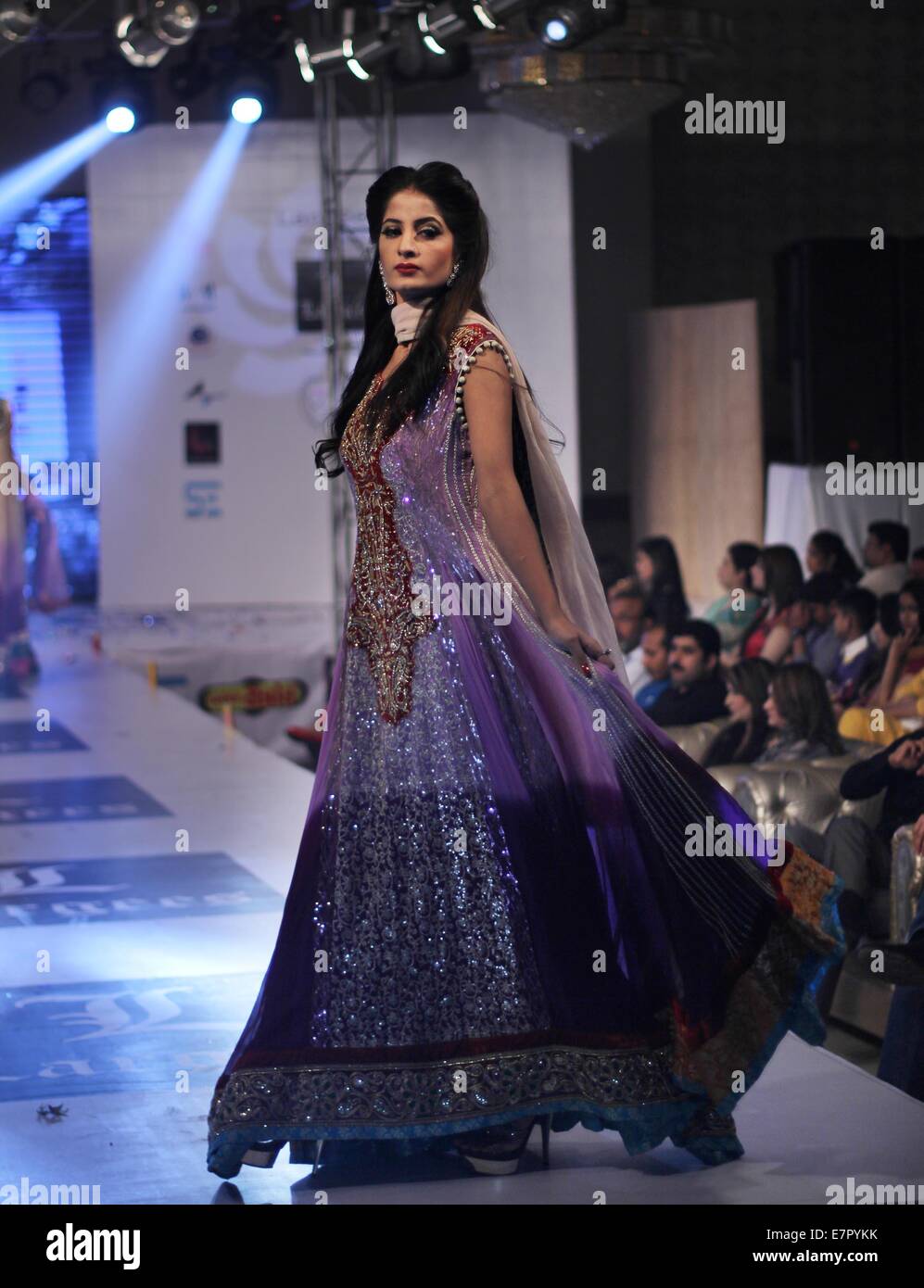 Pakistani Model Ramp Lahore, Pakistan. 21st Sep, 2014. Pakistani model walks on the ramp to ...