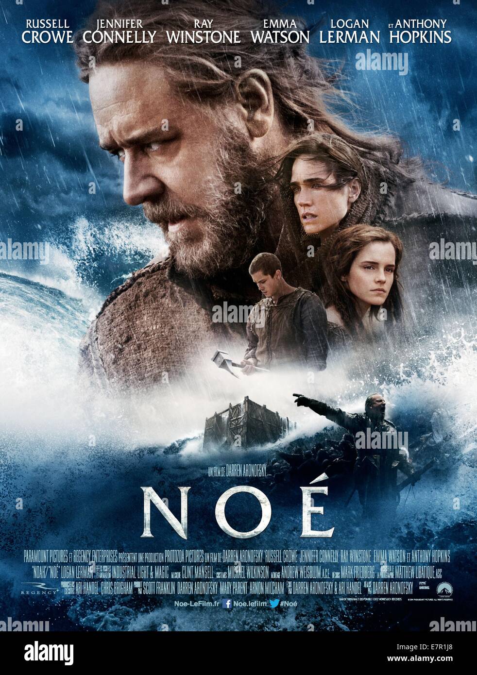 Noah Year : 2014 USA Director : Darren Aronofsky Russell Crowe, Jennifer Connelly, Emma Watson, Logan Lerman Movie poster (Fr) Stock Photo