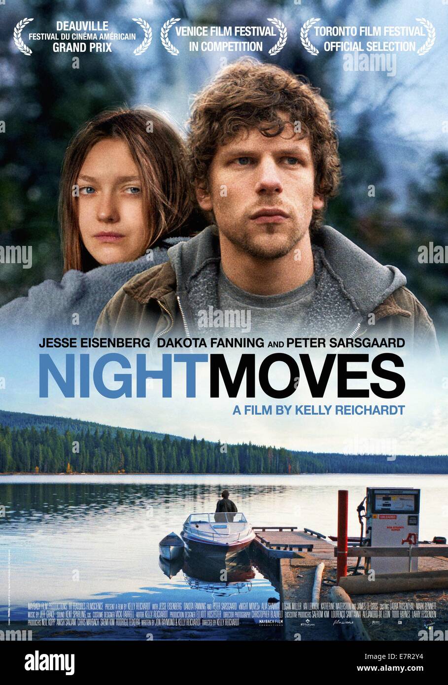 Night Moves Year : 2013 USA Director : Kelly Reichardt Dakota Fanning, Jesse Eisenberg Movie poster (USA) Stock Photo