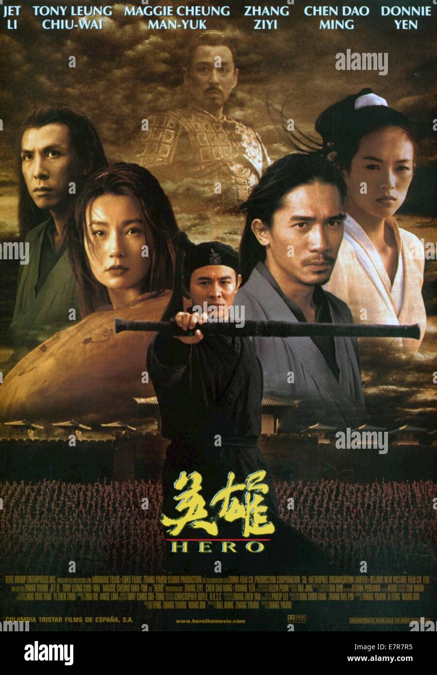 Hero  Ying xiong  Year : 2002 China Director : Yimou Zhang Maggie Cheung, Jet Li, Tony Chiu Wai Leung,  Ziyi Zhang  Movie poster Stock Photo