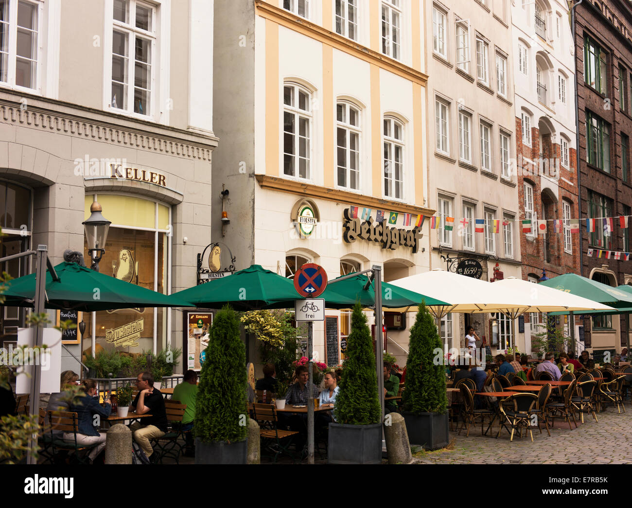Hamburg's Deichstrasse dates from the 14th century and is the city's oldest street. Stock Photo