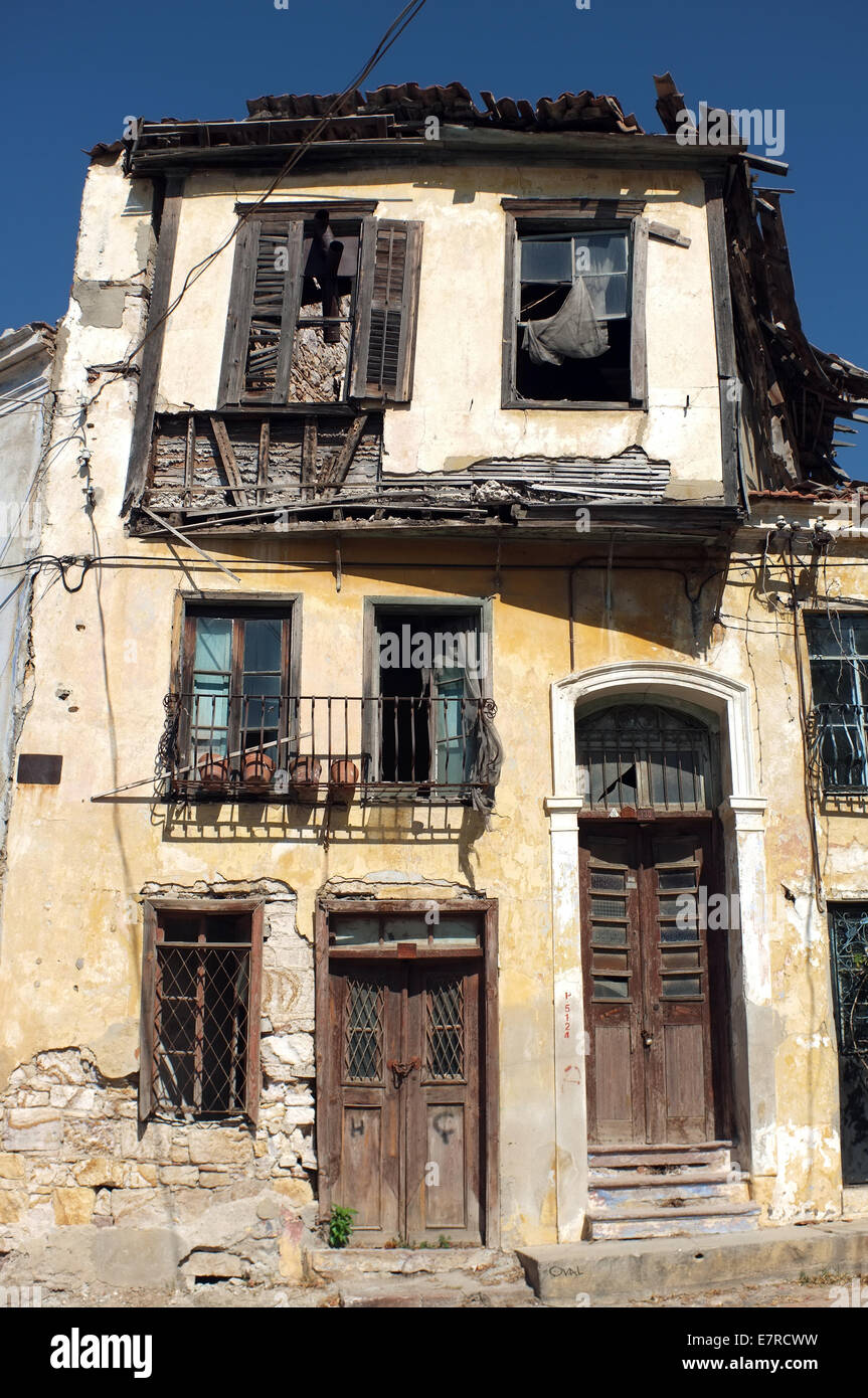 Old abandoned Greek house in Turkey Stock Photo