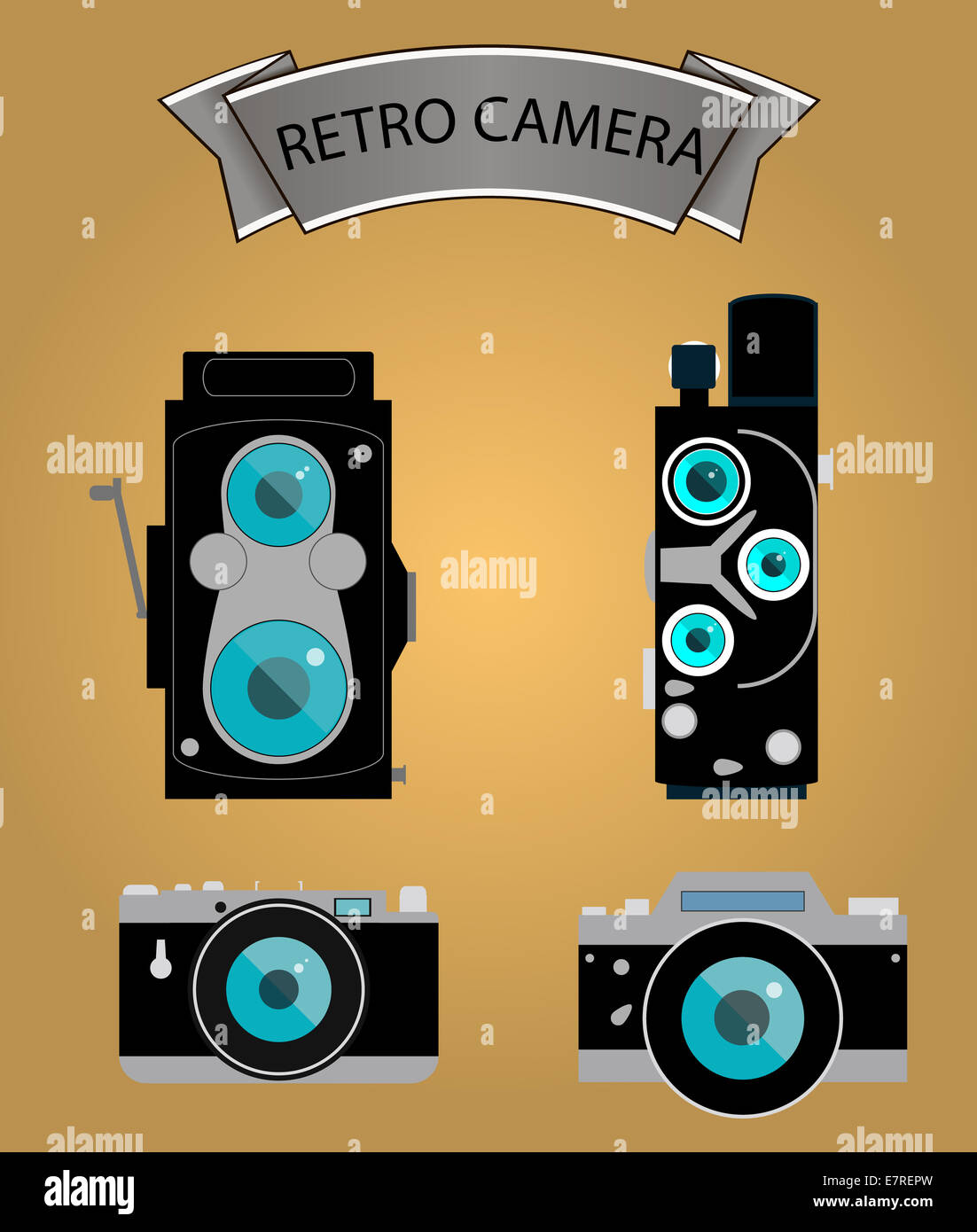 Photo camera icons set in flat style. vector Stock Photo - Alamy