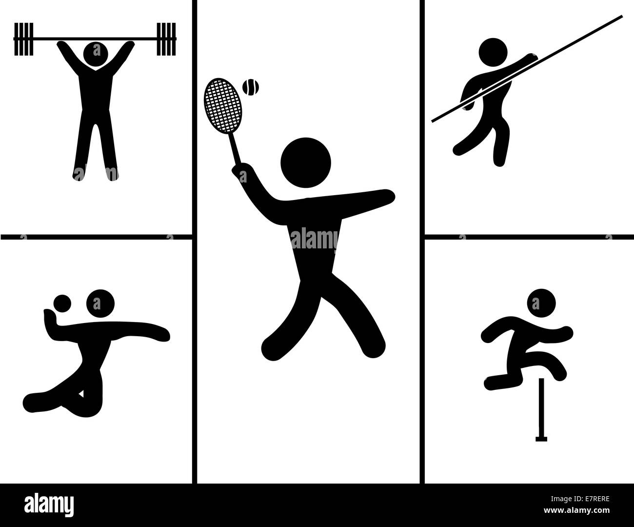A black set of sport icons. Vector illustration Stock Photo