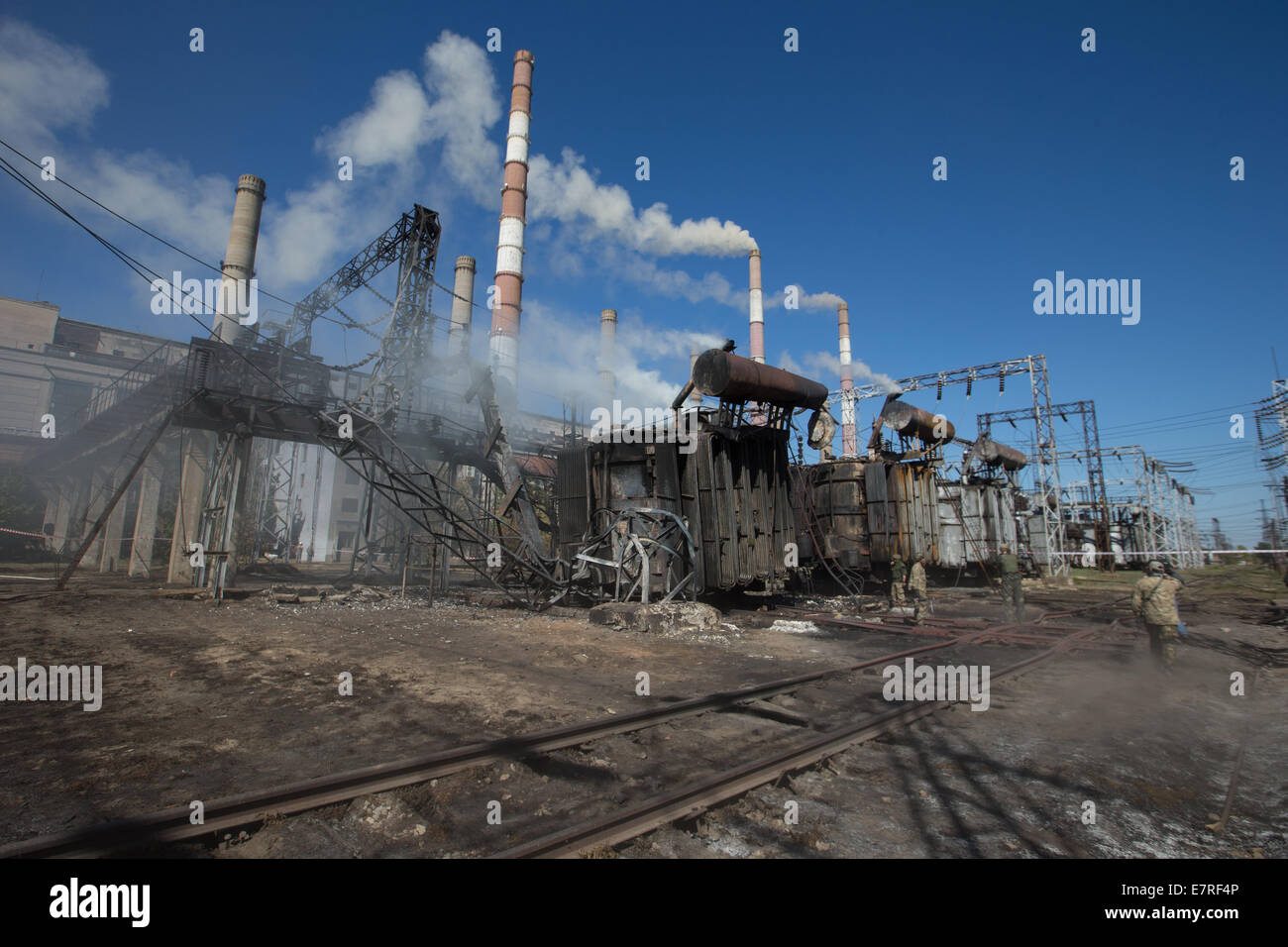 Transformers on the site of the electrical power plant 'TES' in