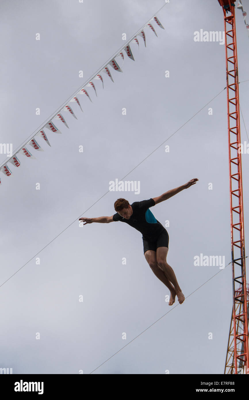 The Extreme High Diving Team performing at the Brisbane Ekka Stock Photo Alamy