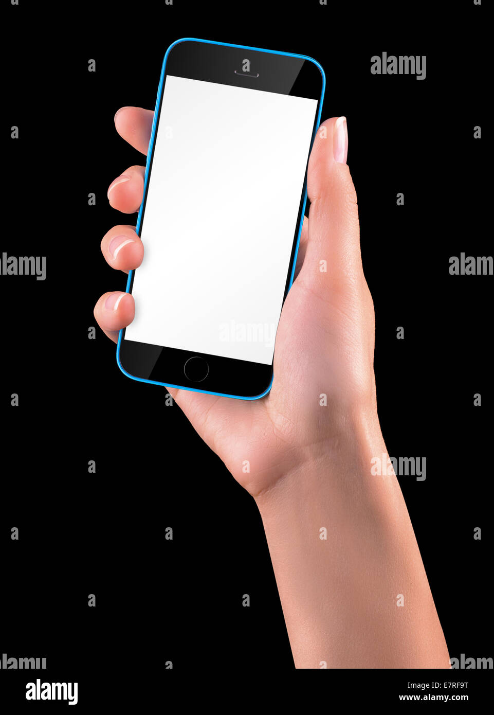 Woman hand holding Black Smartphone with blank screen Stock Photo - Alamy