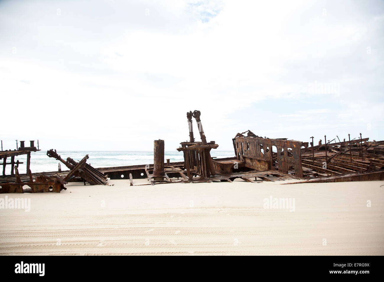 The Maheno shipwreck, Fraser Island, UNESCO World Heritage Site, Queensland, Australia Stock Photo