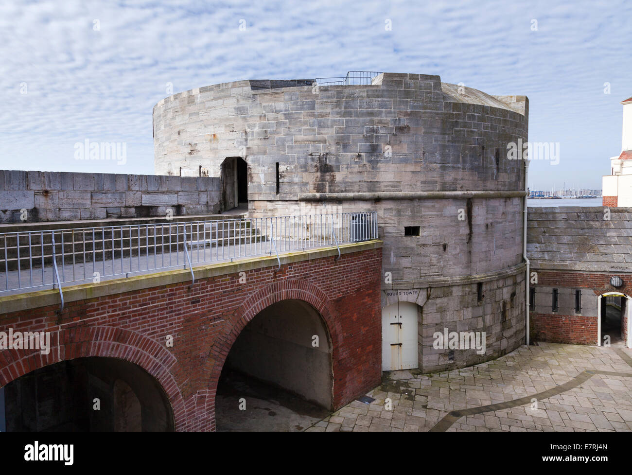 Round Tower fortification in Old Portsmouth. Stock Photo